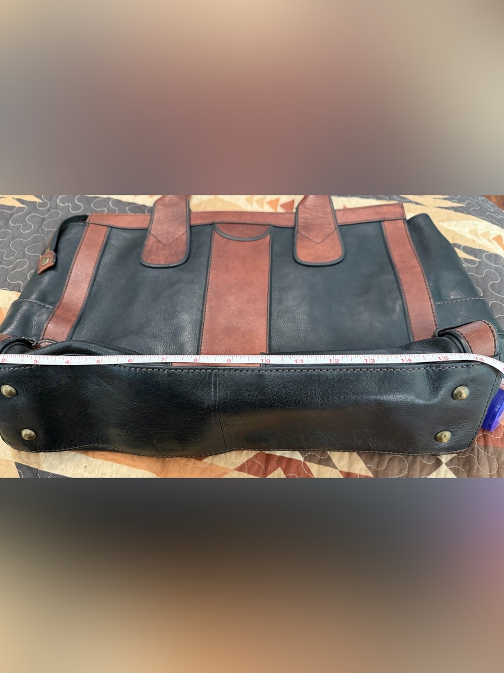 FOSSIL Reissue Weekender Black/ Brown Leather Satchel Shoulder Bag - Picture 14 of 16